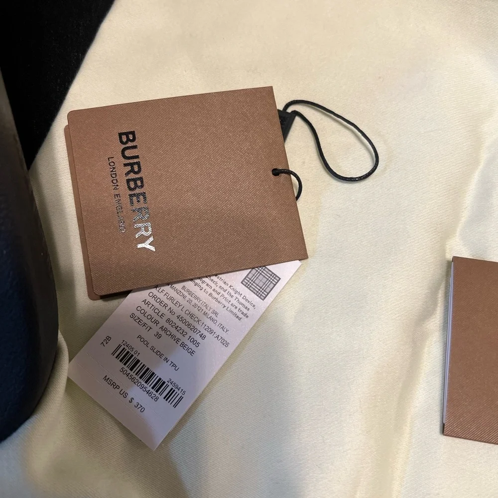 Burberry Beige and Black Check Slides - Picture 6 of 6